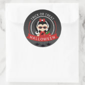 Trick or Treat Halloween Vampierkoningin Ronde Sticker (Tas)