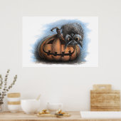 "Trick or treat" Halloween Vampire Owl Poster (Keuken)