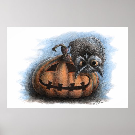 "Trick or treat" Halloween Vampire Owl Poster (Voorkant)