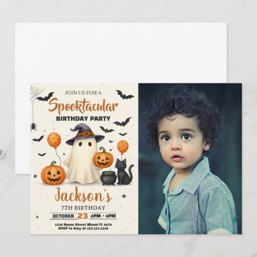 Trick-or-Treat Halloween Verjaardag Uitnodiging (Voorkant / Achterkant)