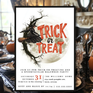 Trick or treat Halloween  Vliegende Heks Kaart