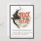 Trick or treat Halloween  Vliegende Heks Kaart (Voorkant)