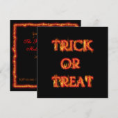 Trick or Treat Halloween Vuur Feest Uitnodiging (Voorkant / Achterkant)