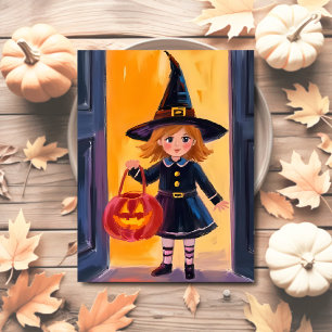 Trick or Treat Halloween Watercolor Feestdagenkaart