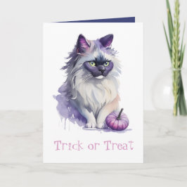 Trick or treat Halloween waterverf birman cat Kaart