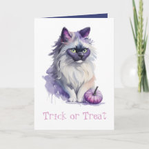 Trick or treat Halloween waterverf birman cat