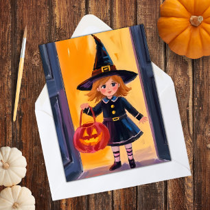 Trick or Treat Halloween-waterverf Feestdagenkaart