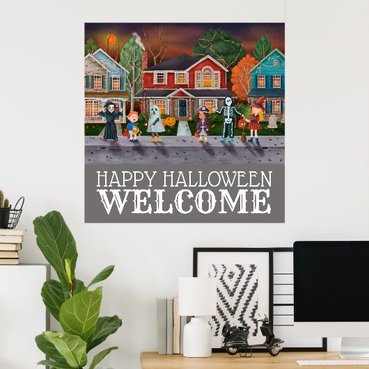 Trick or treat, Halloween Welkom Poster (Thuiskantoor)