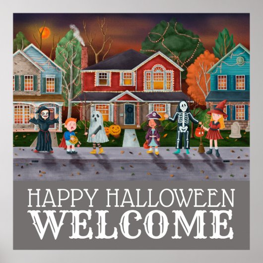 Trick or treat, Halloween Welkom Poster (Voorkant)