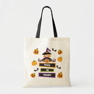 Trick or treat Halloween Witch Pumpkin Tote Bag