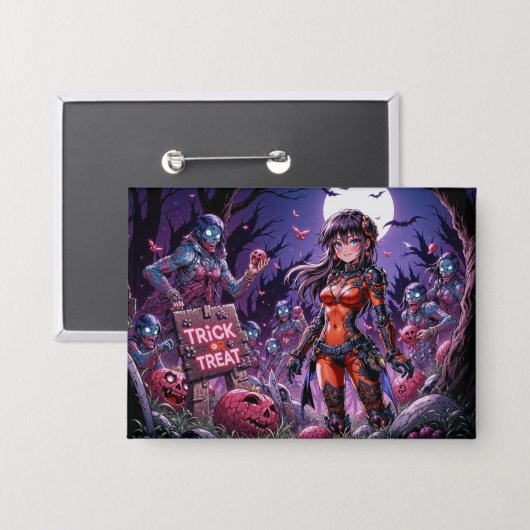 Trick or Treat Halloween zombies die hersenen uitd Button (Voorkant / Achterkant)