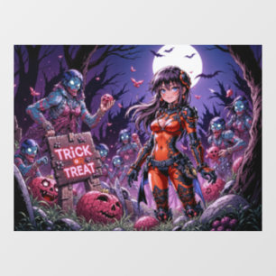 Trick or Treat Halloween zombies die hersenen uitd Raamsticker