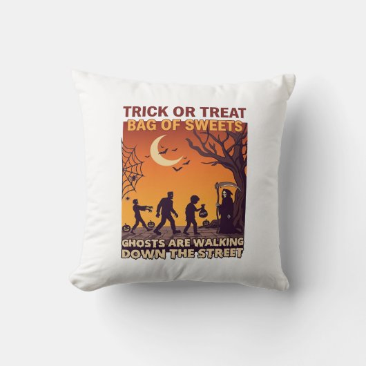 Trick Or Treat Halloween Zombies Grim Reaper Pompo Kussen (Voorkant)