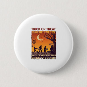 Trick Or Treat Halloween Zombies Grim Reaper Pompo Ronde Button 5,7 Cm