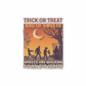 Trick Or Treat Halloween Zombies Grim Reaper Pompo Sticker (Voorkant)