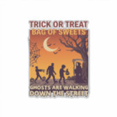 Trick Or Treat Halloween Zombies Grim Reaper Pompo Sticker (Voorkant)