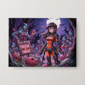 Trick or treat Halloween Zombies Uitdelen Brain Button (Voorkant)