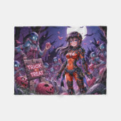 Trick or treat Halloween Zombies Uitdelen Brain Fleece Deken (Voorkant (Horizontaal))