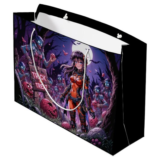 Trick or treat Halloween Zombies Uitdelen Brain Groot Cadeauzakje (Achterkant Gekanteld)