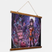 Trick or treat Halloween Zombies Uitdelen Brain Hangend Wandkleed (Gebogen)