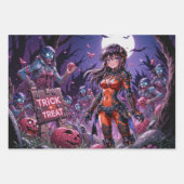 Trick or treat Halloween Zombies Uitdelen Brain Inpakpapier Vel (Voorkant 2)