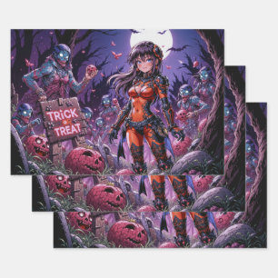 Trick or treat Halloween Zombies Uitdelen Brain Inpakpapier Vel