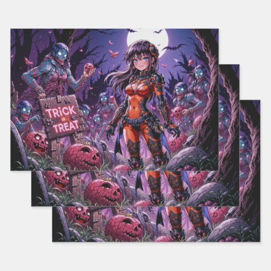 Trick or treat Halloween Zombies Uitdelen Brain Inpakpapier Vel (Set)