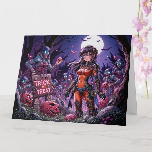 Trick or treat Halloween Zombies Uitdelen Brain Kaart (Orchidee)