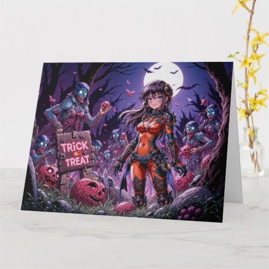 Trick or treat Halloween Zombies Uitdelen Brain Kaart (Gele Bloem)