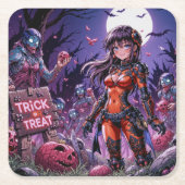 Trick or treat Halloween Zombies Uitdelen Brain Kartonnen Onderzetters (Voorkant)