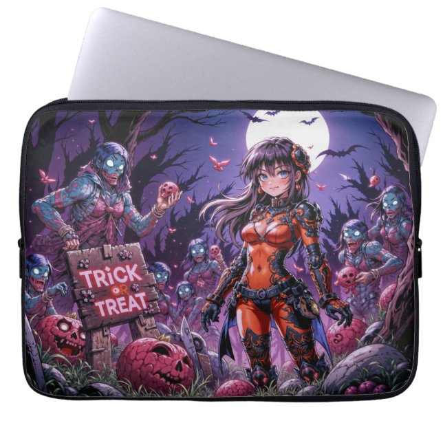 Trick or treat Halloween Zombies Uitdelen Brain Laptop Sleeve (Voorkant)