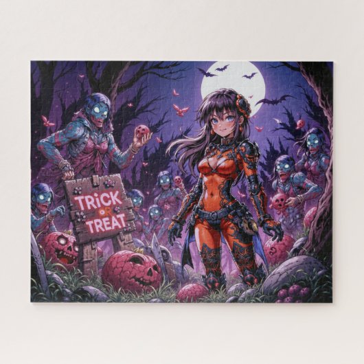 Trick or treat Halloween Zombies Uitdelen Brain Legpuzzel (Horizontaal)