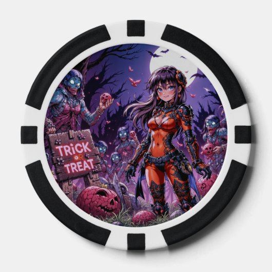 Trick or treat Halloween Zombies Uitdelen Brain Poker Chips (Voorkant)