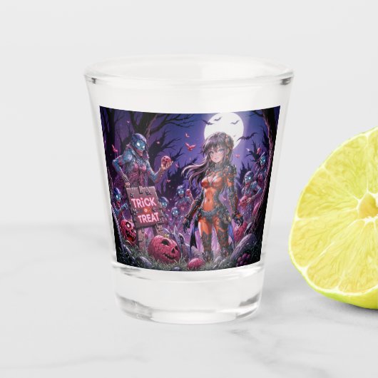 Trick or treat Halloween Zombies Uitdelen Brain Shot Glas (Voorkant)
