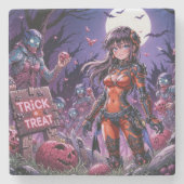 Trick or treat Halloween Zombies Uitdelen Brain Stenen Onderzetter (Voorkant)