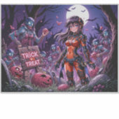 Trick or treat Halloween Zombies Uitdelen Brain Sticker (Voorkant)
