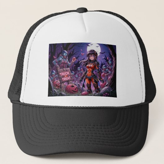 Trick or treat Halloween Zombies Uitdelen Brain Trucker Pet (Voorkant)