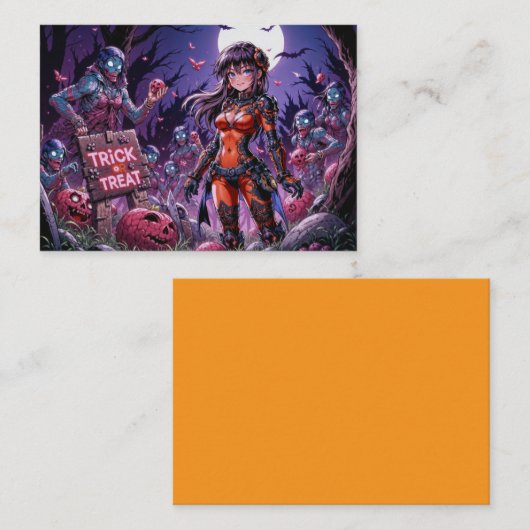 Trick or treat Halloween Zombies Uitdelen Brain Visitekaartje (Voorkant / Achterkant)