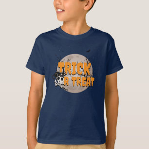 Trick or treat Halloween Zwart Kat op Schedel T-shirt