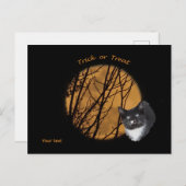 Trick or treat Halloween zwarte kat & maan Briefkaart (Voorkant / Achterkant)