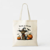 Trick or treat Halloweenhond in het Pet van een he Tote Bag (Achterkant)