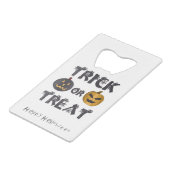 Trick or treat Happy Halloween Creditkaart Flessenopener (Achterkant Gekanteld)