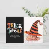 Trick or treat Happy Halloween foto Kaart (Staand voorkant)