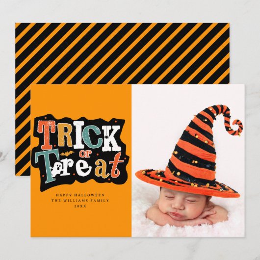 Trick or treat Happy Halloween foto Kaart (Voorkant / Achterkant)