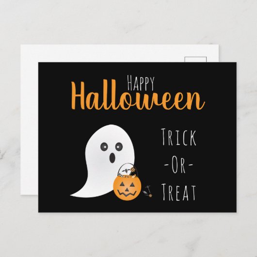 Trick or treat Happy Halloween Ghost Spooky Briefkaart (Voorkant / Achterkant)