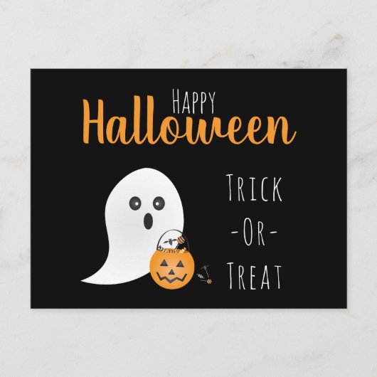 Trick or treat Happy Halloween Ghost Spooky Briefkaart (Voorkant)