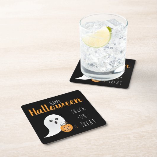 Trick or treat Happy Halloween Ghost Spooky Kartonnen Onderzetters (Insitu)