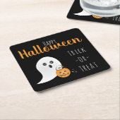 Trick or treat Happy Halloween Ghost Spooky Kartonnen Onderzetters (Schuin)