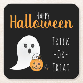 Trick or treat Happy Halloween Ghost Spooky Kartonnen Onderzetters