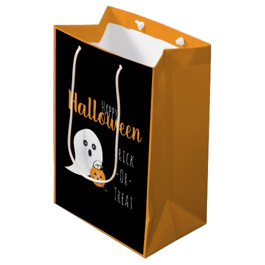 Trick or treat Happy Halloween Ghost Spooky Medium Cadeauzakje (Voorkant Gekanteld)